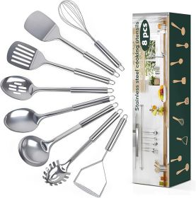 8 Pcs Cooking Utensils Set, Stainless Steel Kitchen Utensils,