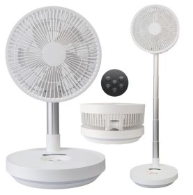 Indoor & Outdoor Retractable LED Fan Oscillating Standing Fan Rechargeable Pedestal Fan (Color: White)