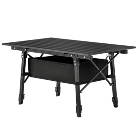 Aluminum Small Folding Table   Dining Table (Color: black)