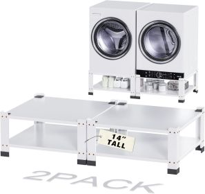 Laundry Pedestal For Washer And Dryer, Universal Fit, Wide,Height, Four Corner Bearing Capacity 800lb Max, Metal Washing Machine Base Stand For D (Option: White-2pcs)
