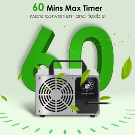 1Pc 110W 50000mg Per Hour Ozone Generator Odor Eliminator Ionizer Air Purifier With 60Mins Timer Cover Up To 3229Sq.Ft For Rooms Smoke Cars Pets (Color: Silver)