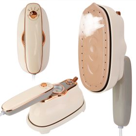 1Pc 1200W Foldable Handheld Clothes Iron Steamer With Wet Dry Ironing Mode Portable Garment Steamer Travel Clothing Wrinkles Remover With Tempera (Color: Beige)