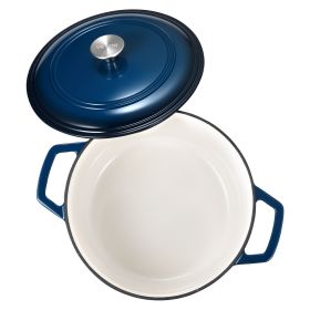 Enameled Cast Iron Dutch Oven, 6 Quart Pot with Lid and Dual Handles, Heavy-Duty Durable Cookware Pan, Oven Induction Compatible up to 500°F (Color: Blue, Capacity: 6 qt)