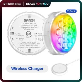 Three-color Upgraded Wireless Charging Pool Landscape Decoration Waterproof Outdoor Diving Color-changing Underwater Spotlight (Color: White)